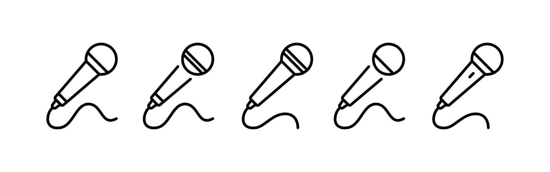 icon of various microphone with cable vector