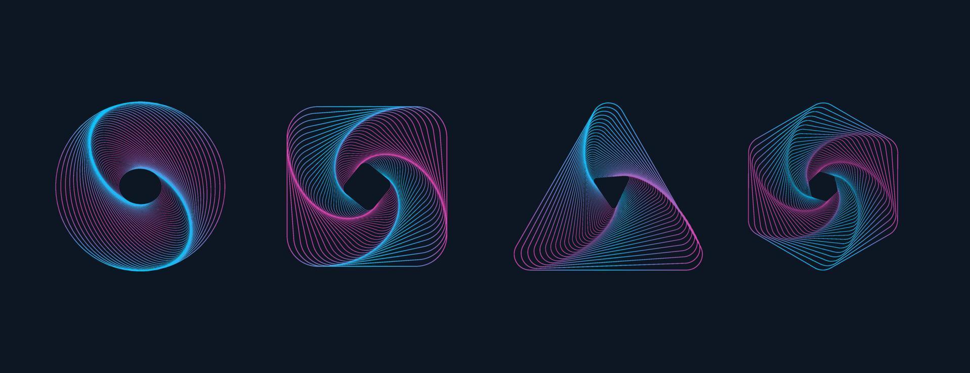 Abstract shapes in trendy neon color. Trendy retro 1980s, 90s style vector