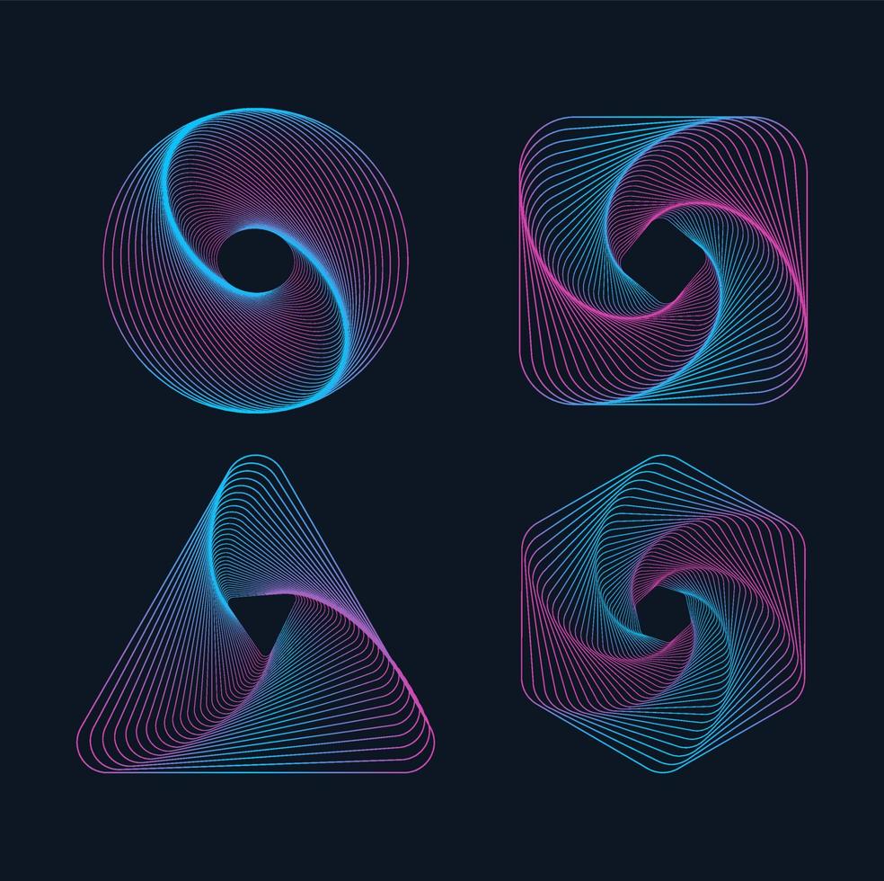 Abstract shapes in trendy neon color. Trendy retro 1980s, 90s style vector