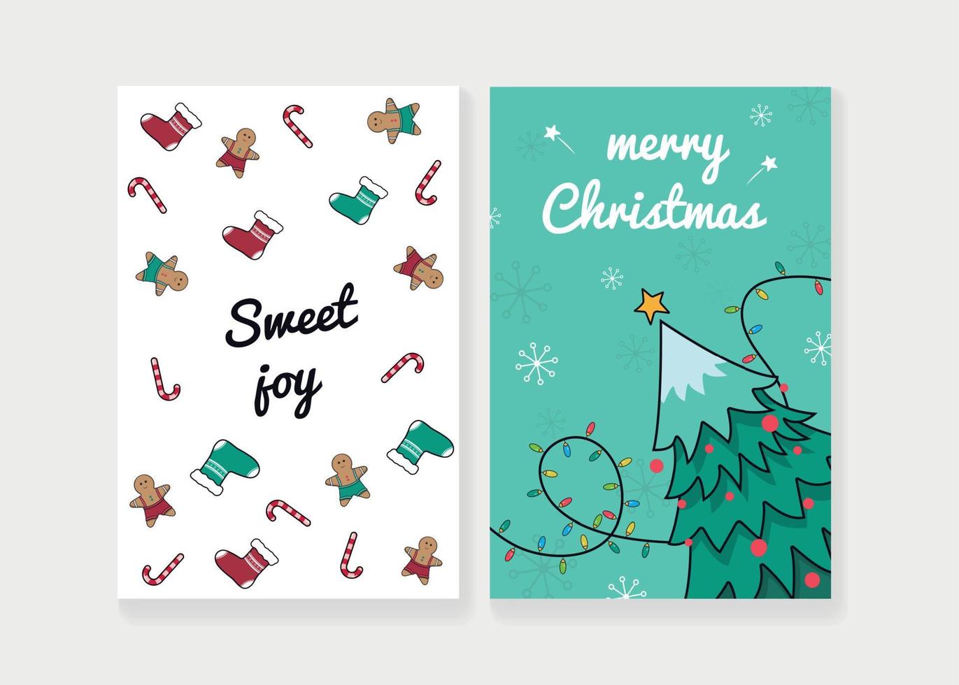 Christmas cards. Postcard with Christmas decor. Postcard with a Christmas tree and a garland. Vector. vector
