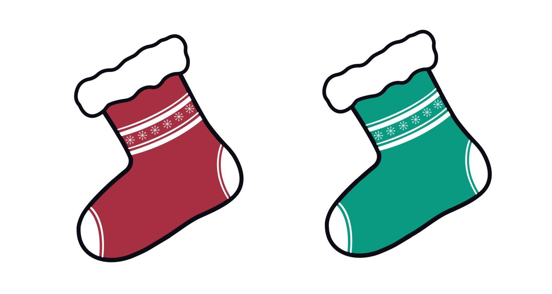 nuevo años calcetín con un ornamento. invierno rojo calcetín con un blanco modelo. vector ilustración
