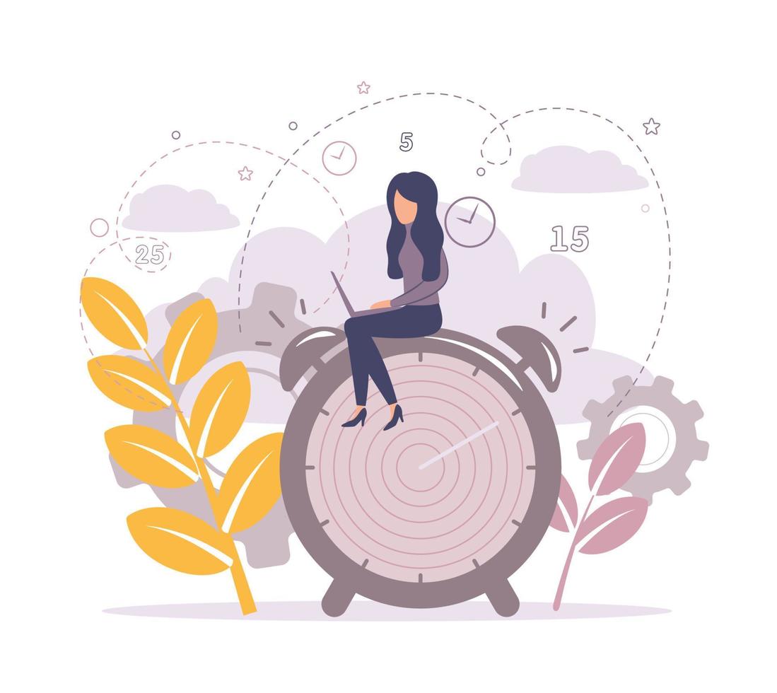 Vector illustration. Clock and people