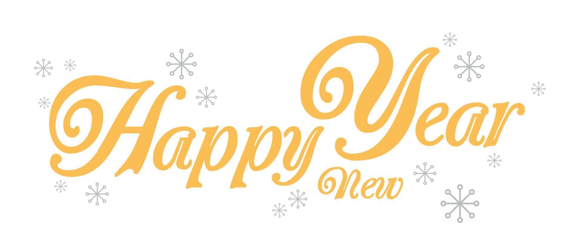New Year lettering with snowflakes. Happy New Year. Vector illustration