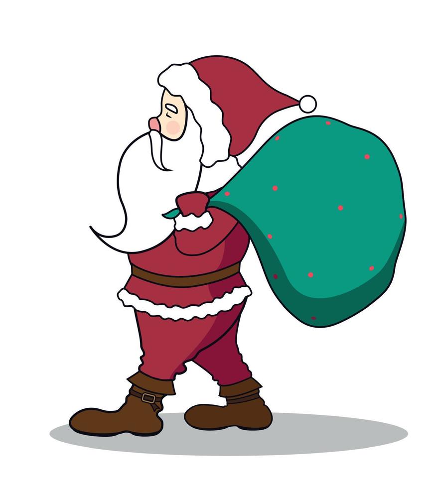 Papa Noel claus con un bolsa. Papa Noel claus con un bolso de regalos. vector ilustración