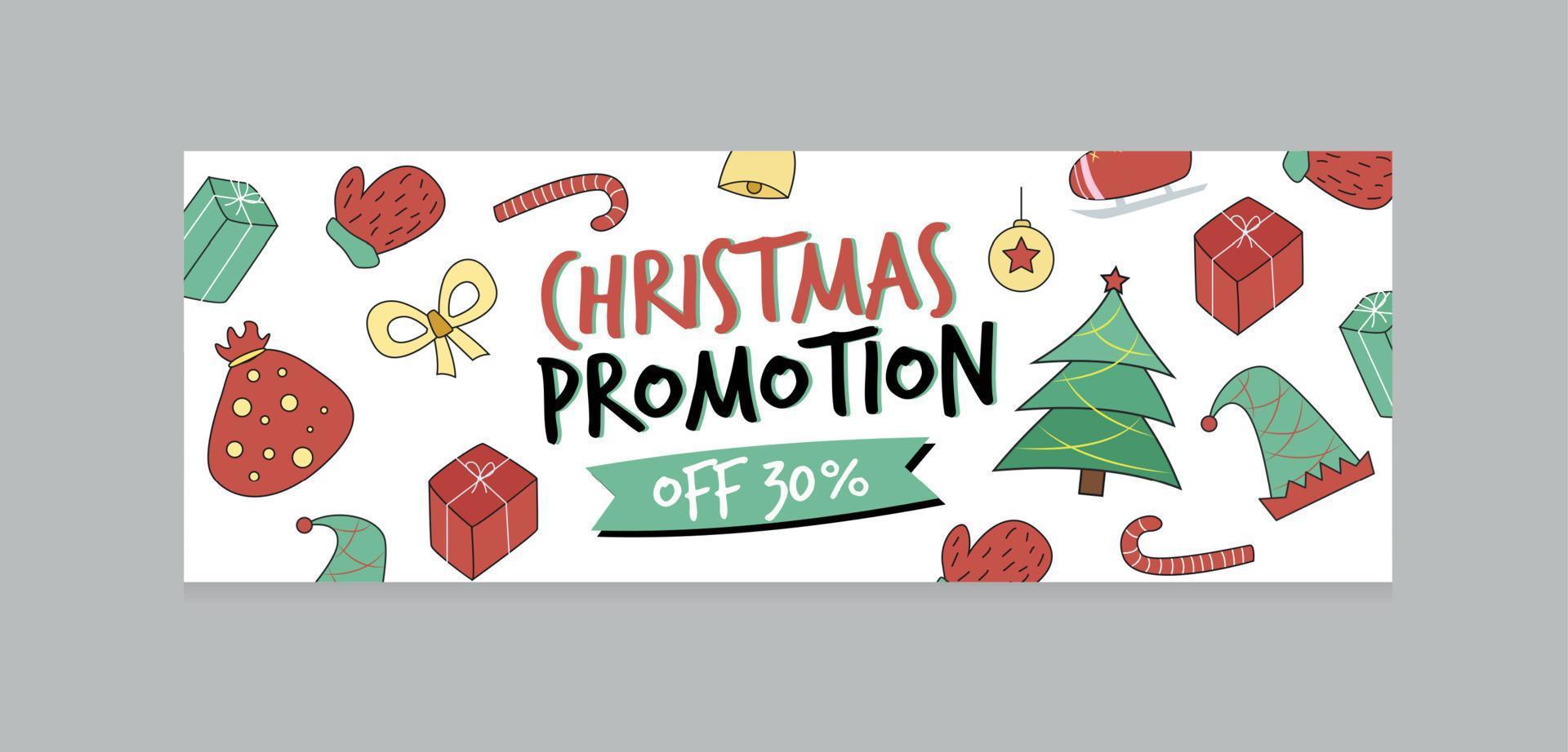 Vector illustration banner with the inscription Christmas promotion. Christmas promotion banner