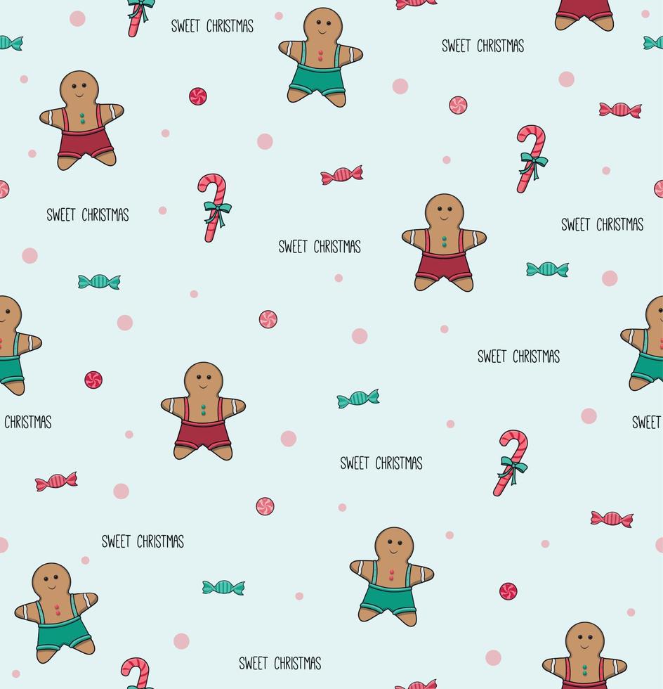 Seamless pattern with cookies and candy. New year's and christmas vector