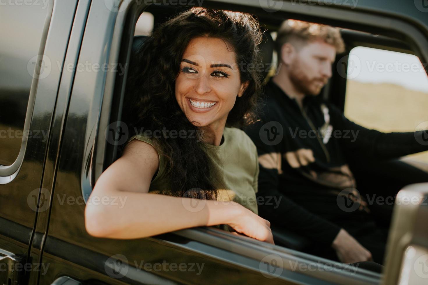 Couple having fun on roadtrip photo