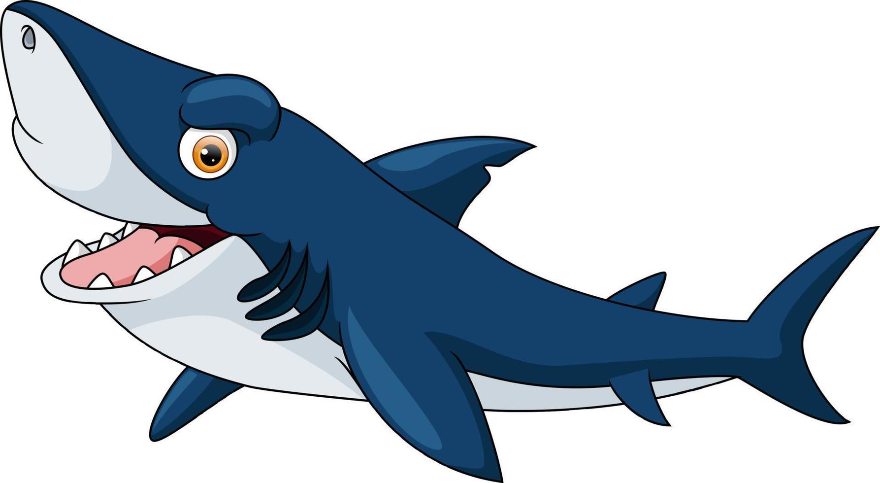 Cute shark cartoon on white background vector