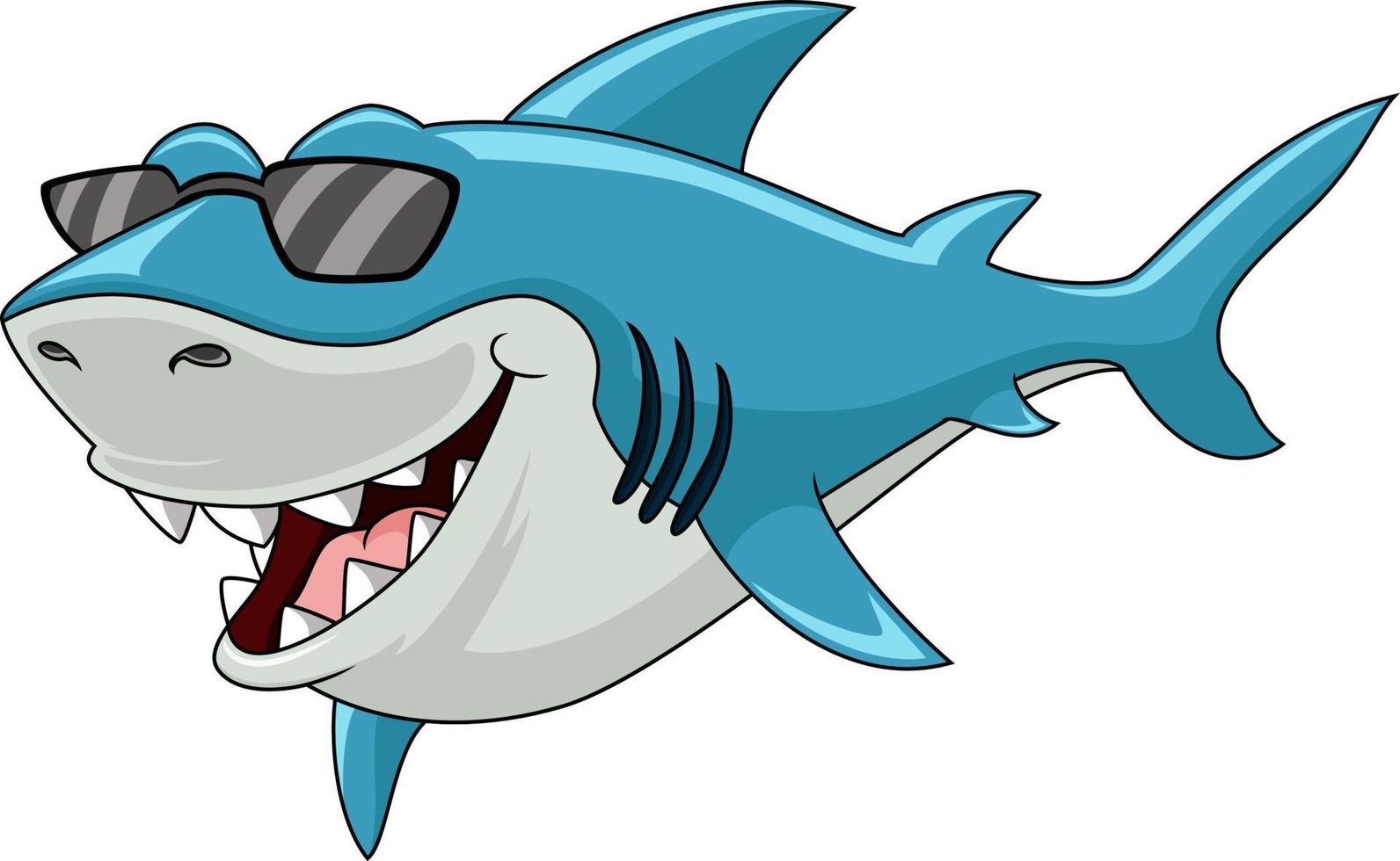 linda caricatura de tiburón con gafas de sol vector