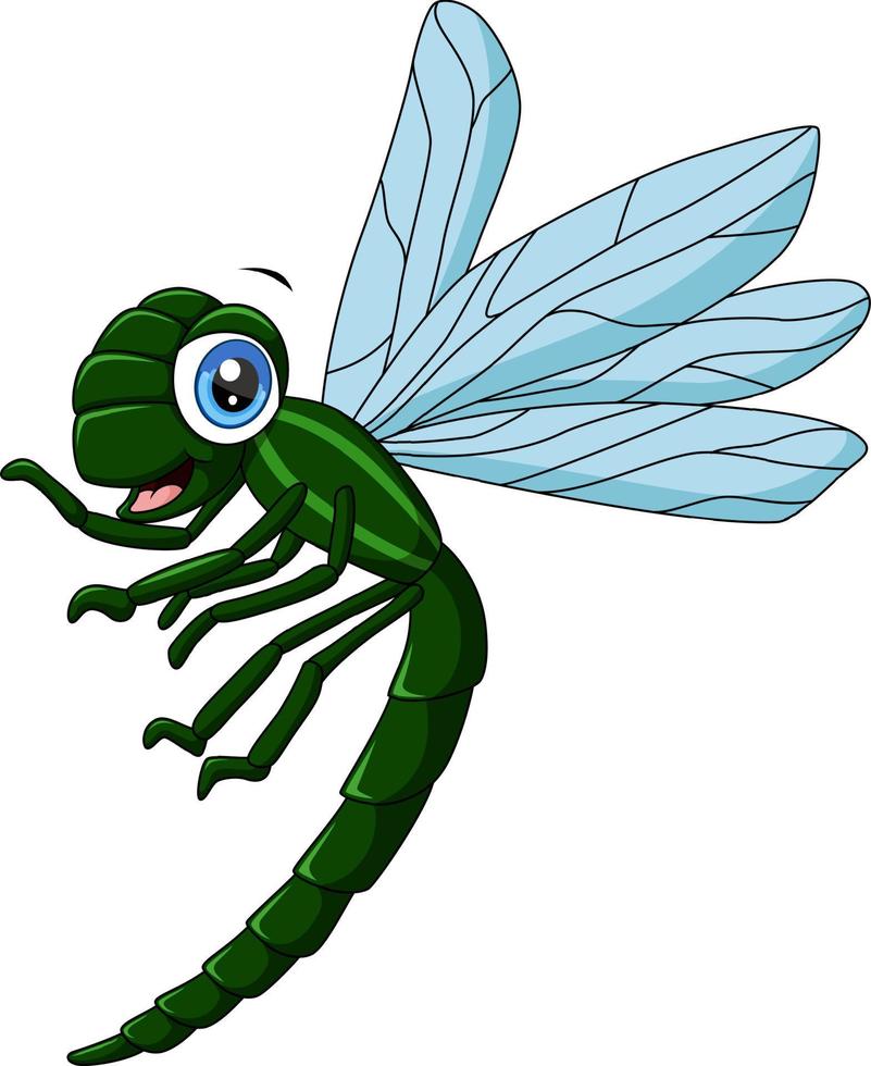 Cute dragonfly cartoon on white background vector