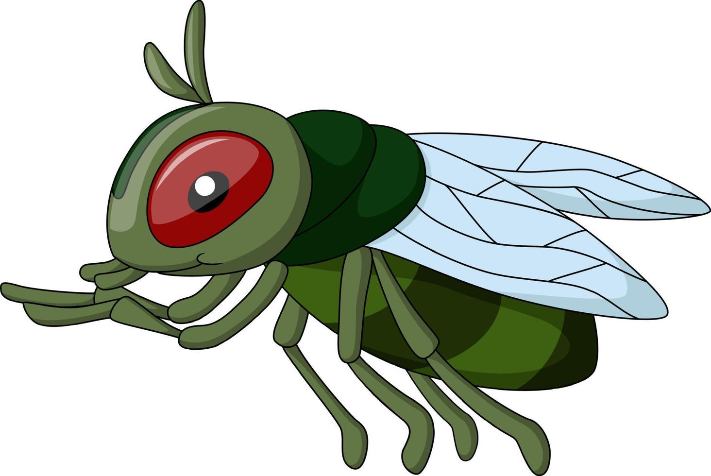 Cute house fly cartoon on white background vector