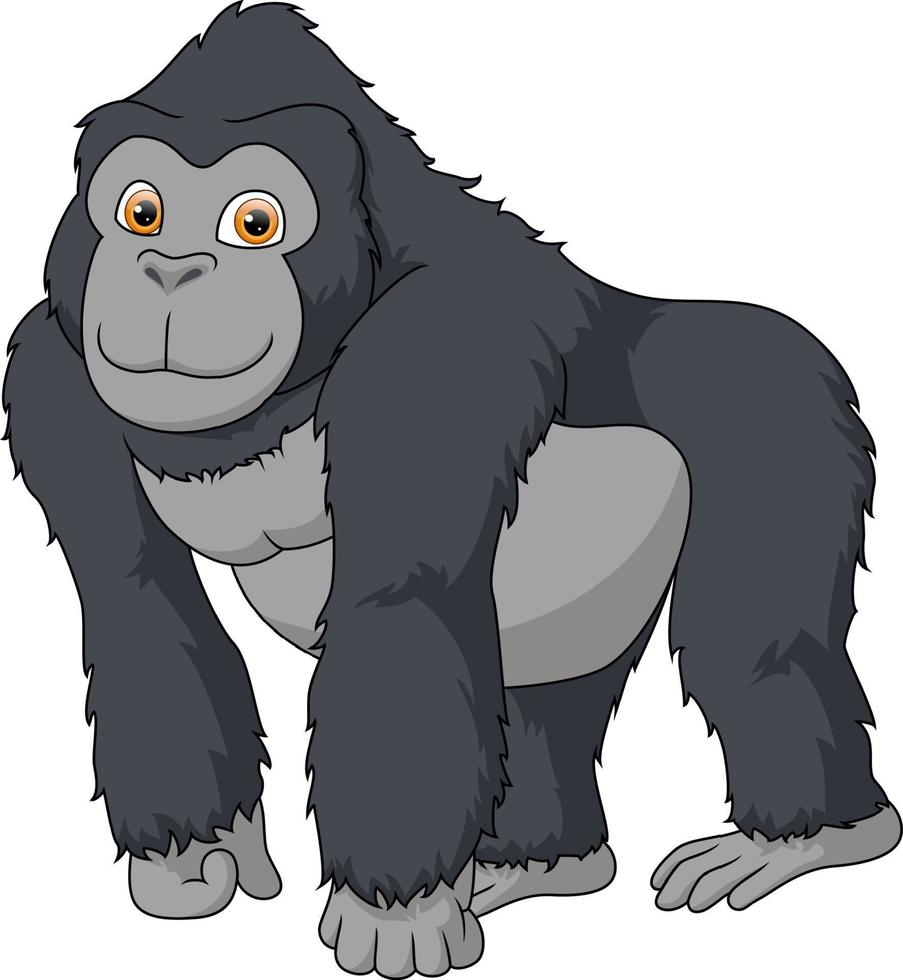 Cute gorilla cartoon on white background vector