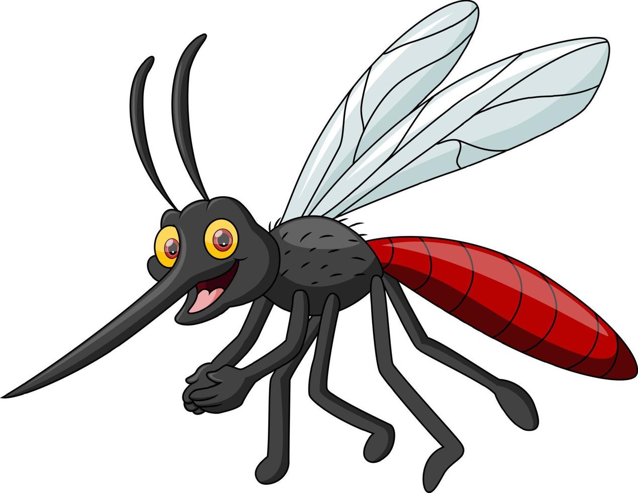 Cute mosquito cartoon on white background vector
