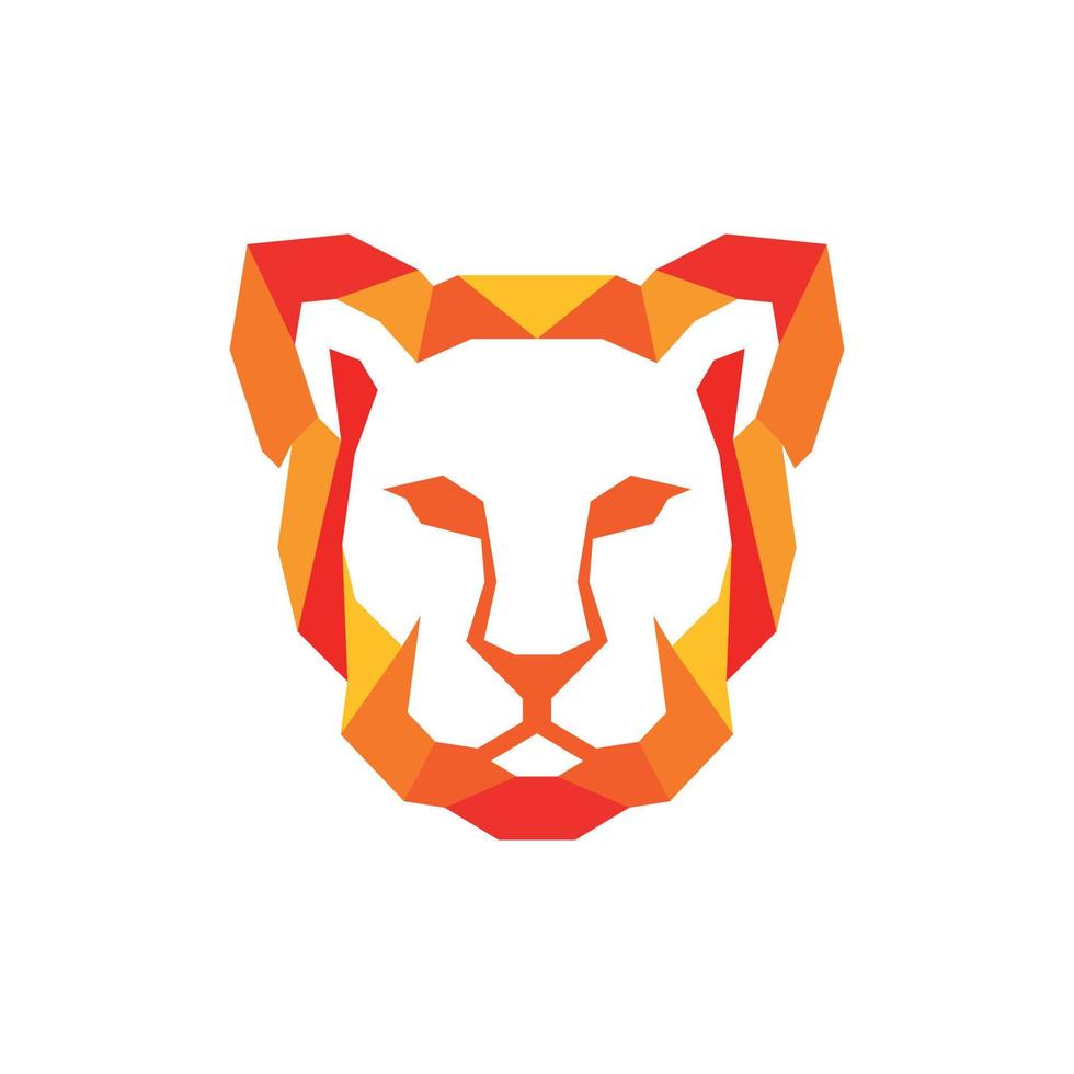 Lion head colorful geometric logo vector
