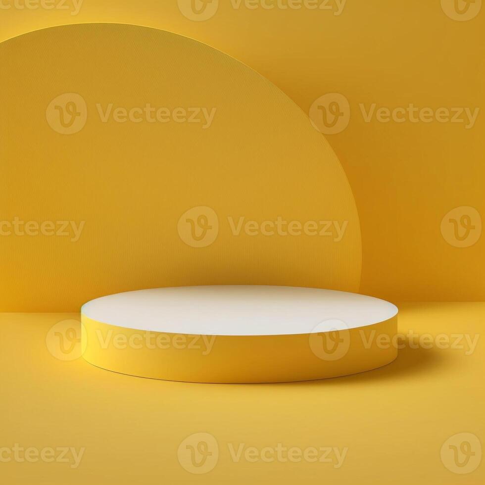 Yellow minimalist display podium background template. . photo