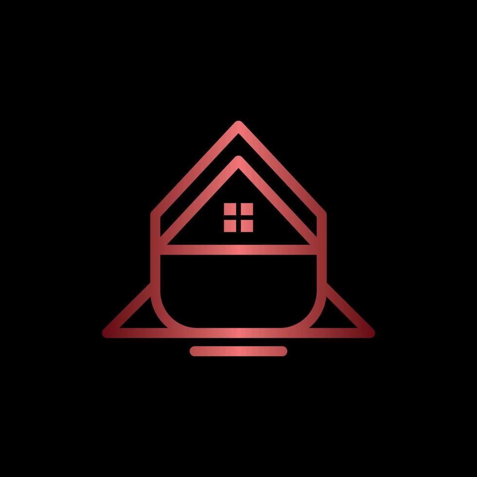 Home rocket line modern logo vector