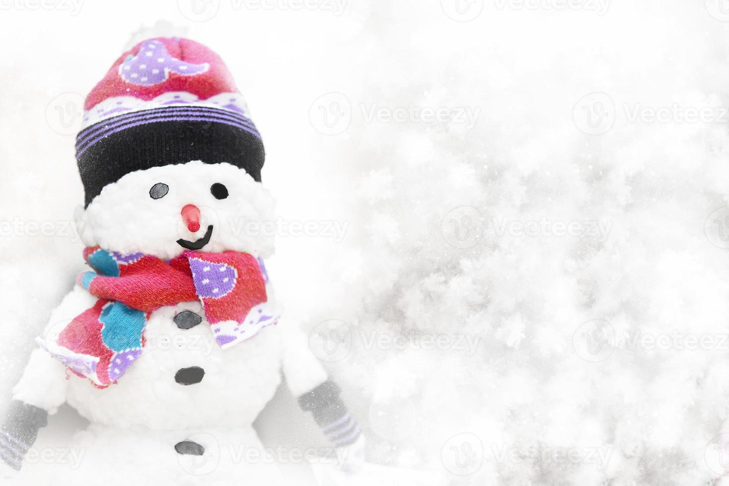 Christmas card snow-covered snowman photo