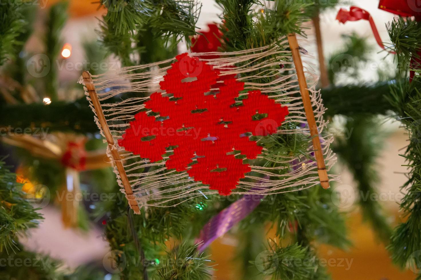 Slavic symbol on the Christmas tree. Slavic Christmas. photo