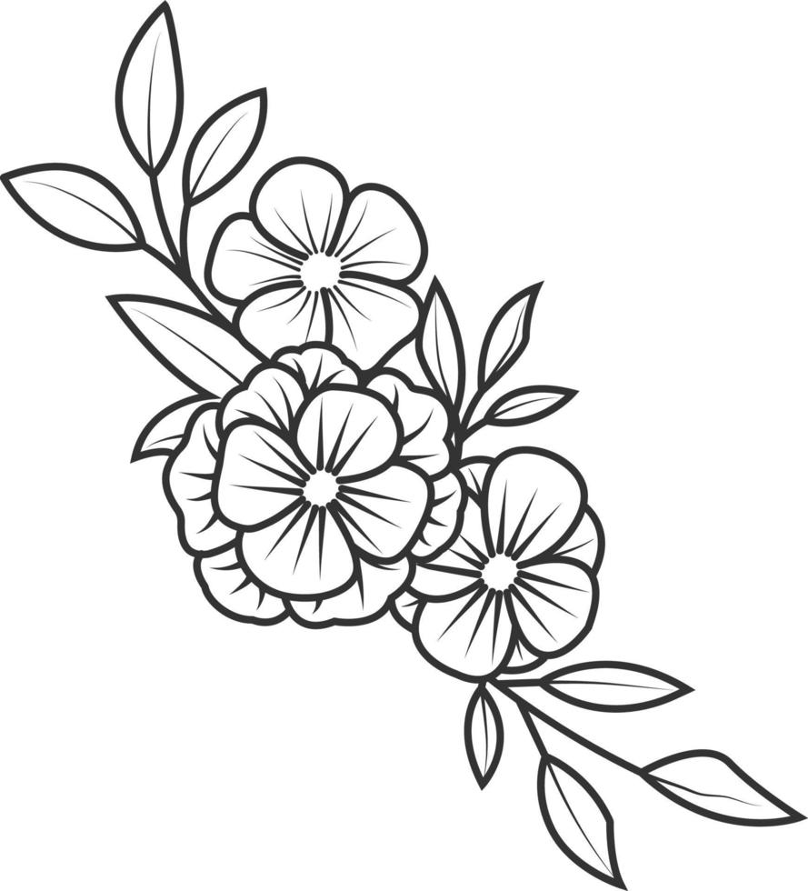 flor rosa vectorial aislada sobre fondo blanco. elemento para el diseño. líneas de contorno y trazos dibujados a mano vector