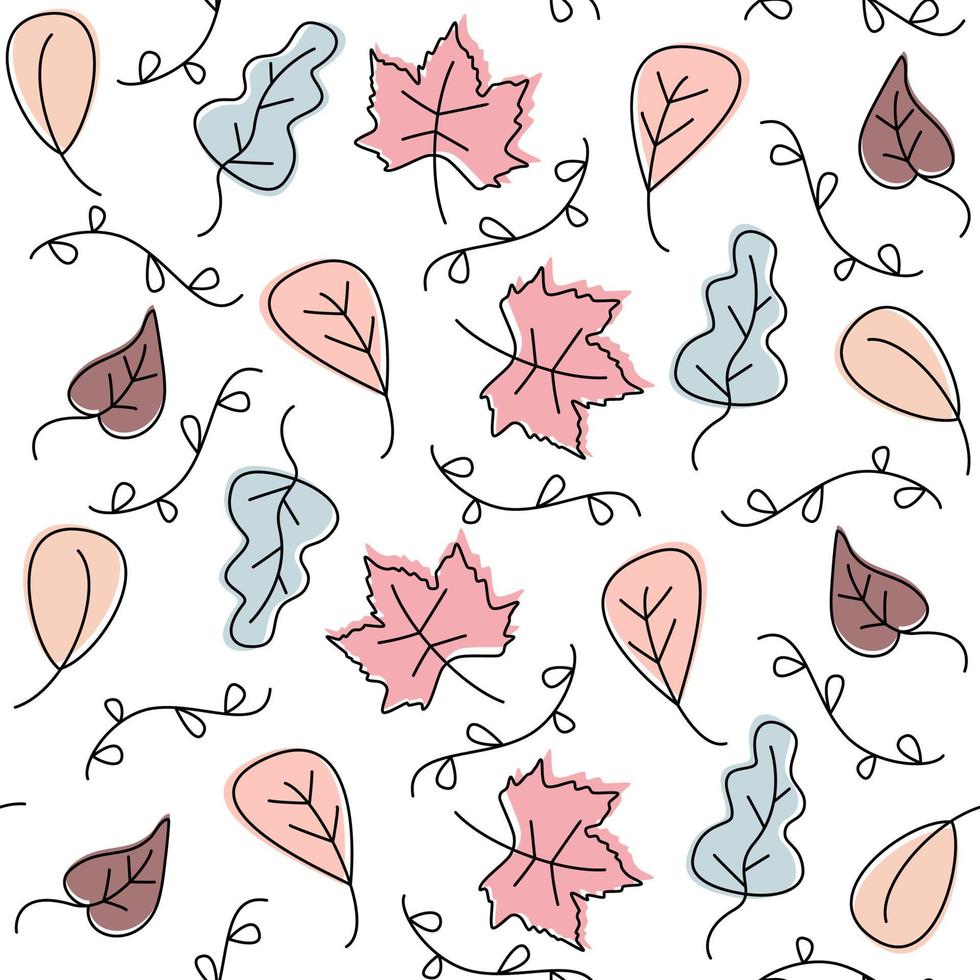 Cute colorful autumn leaves seamless vector pattern background illustration