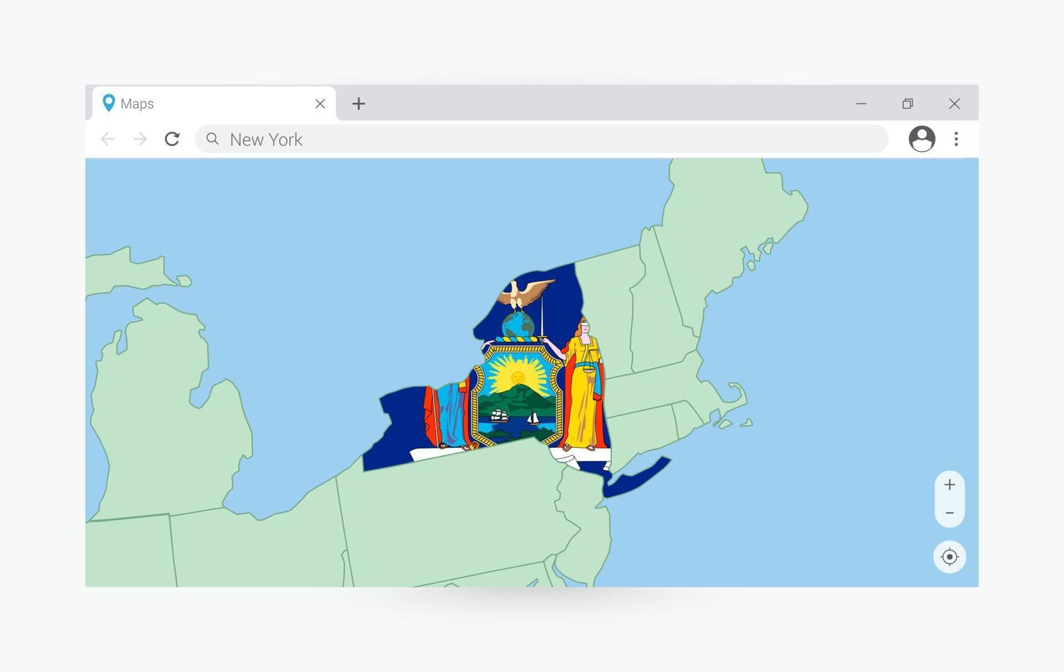 navegador ventana con mapa de nuevo york, buscando nuevo York en Internet. vector