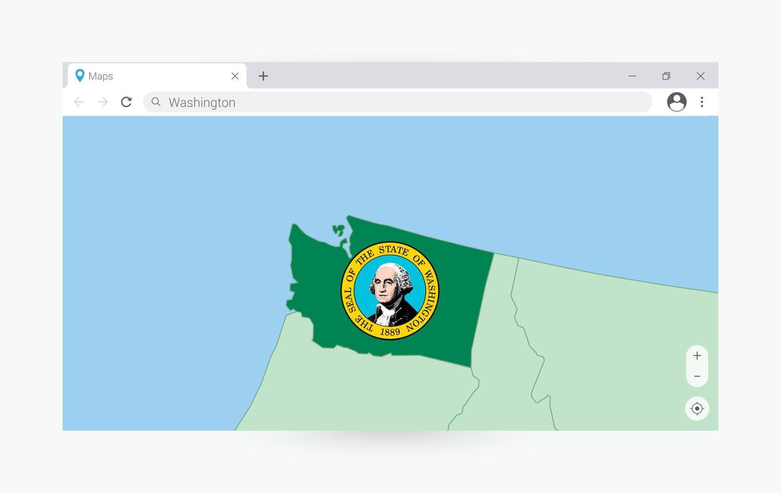 navegador ventana con mapa de Washington, buscando Washington en Internet. vector