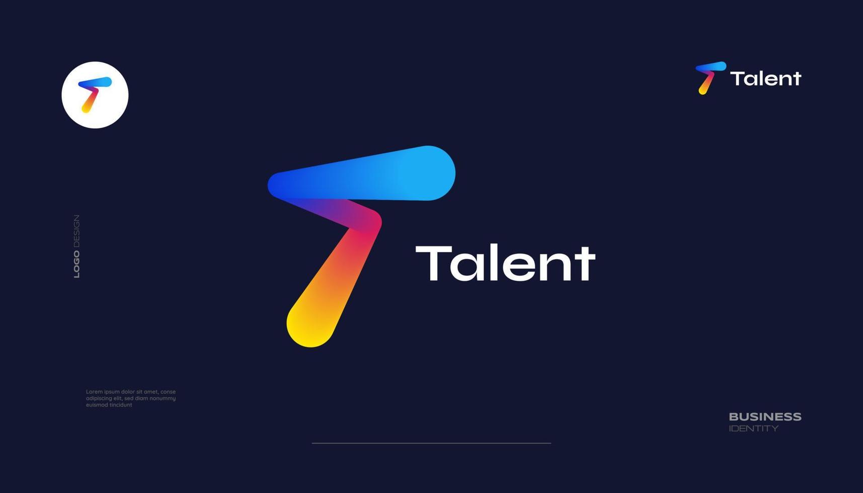 Creative and Vibrant Letter T Logo Design with Colorful Gradient Concept. T Logo with Blend Style for Business and Technology Brand Identity vector