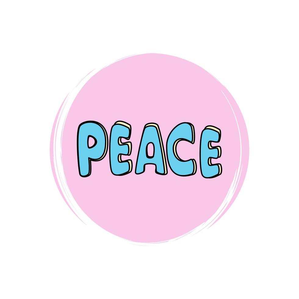 Cute logo or icon vector with peace word, illustration on circle with brush texture, for social media story and highlights