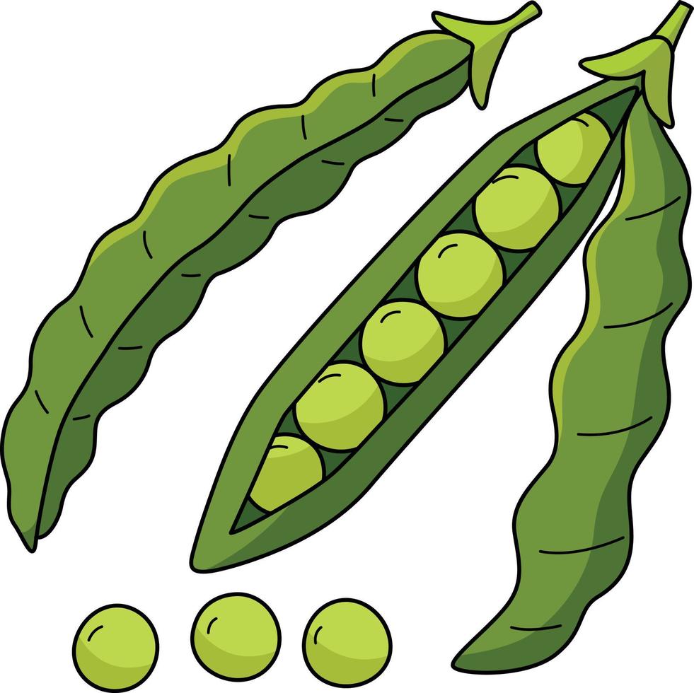 Green Bean Fruit Cartoon Colored Clipart vector