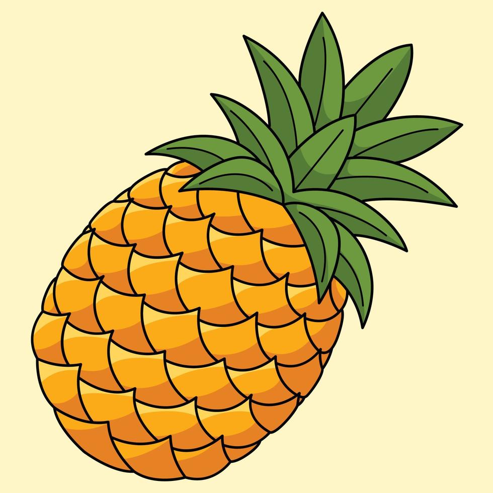 piña Fruta de colores dibujos animados ilustración vector