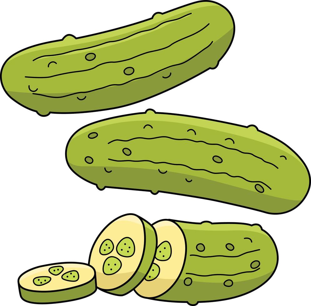 pepinillo vegetal dibujos animados de colores clipart vector