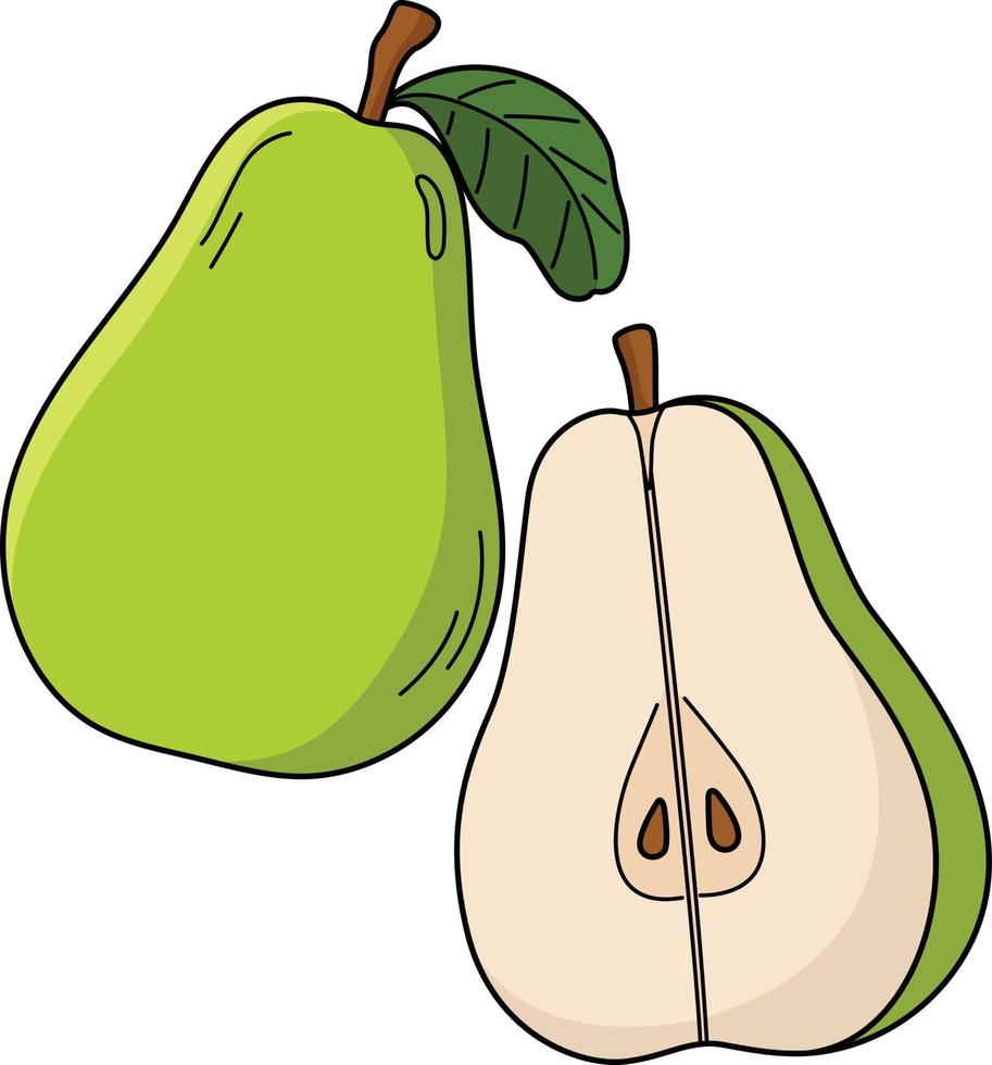 Pear Fruit Cartoon Colored Clipart Illustration vector