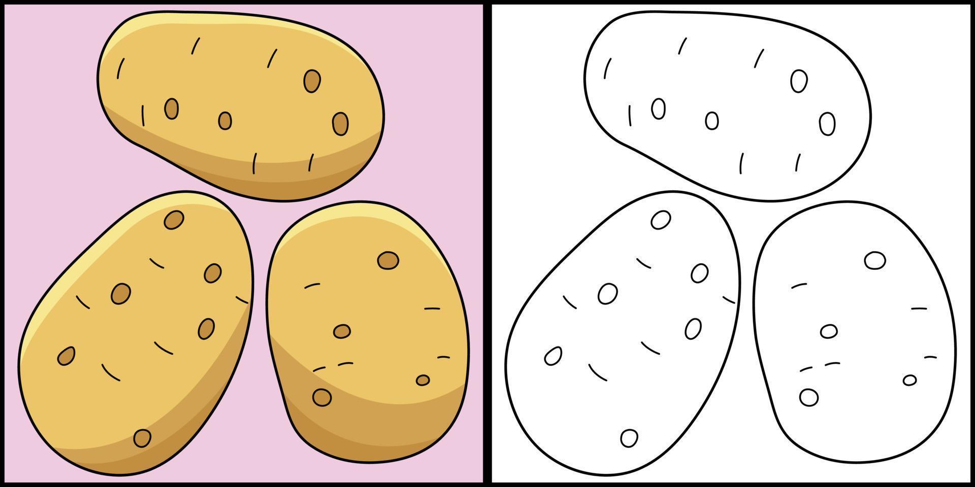 patata vegetal colorante página ilustración vector