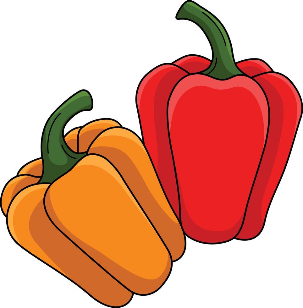 Bell Pepper Fruit Cartoon Colored Clipart vector