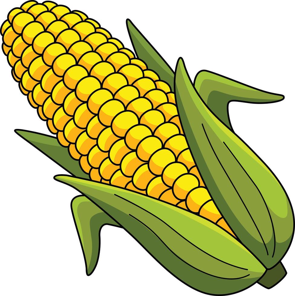 Corn Fruit Cartoon Colored Clipart Illustration vector