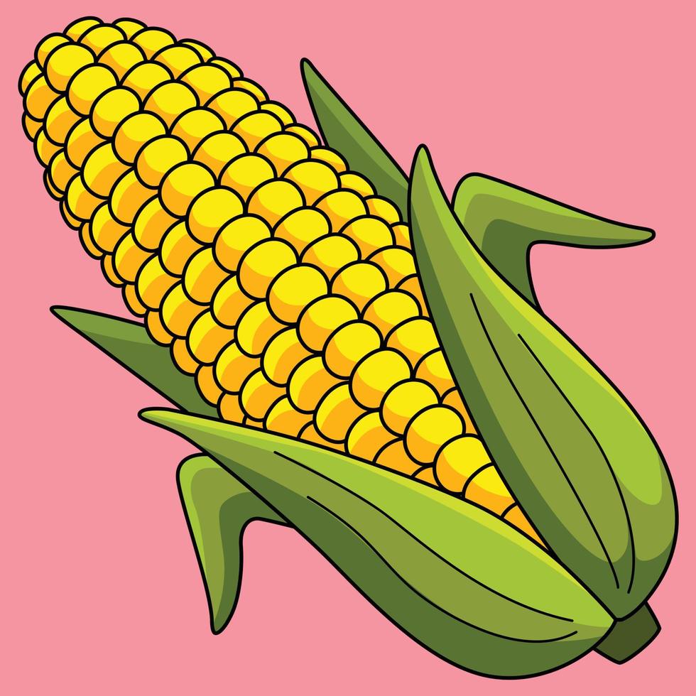 Corn Fruit Colored Cartoon Illustration vector