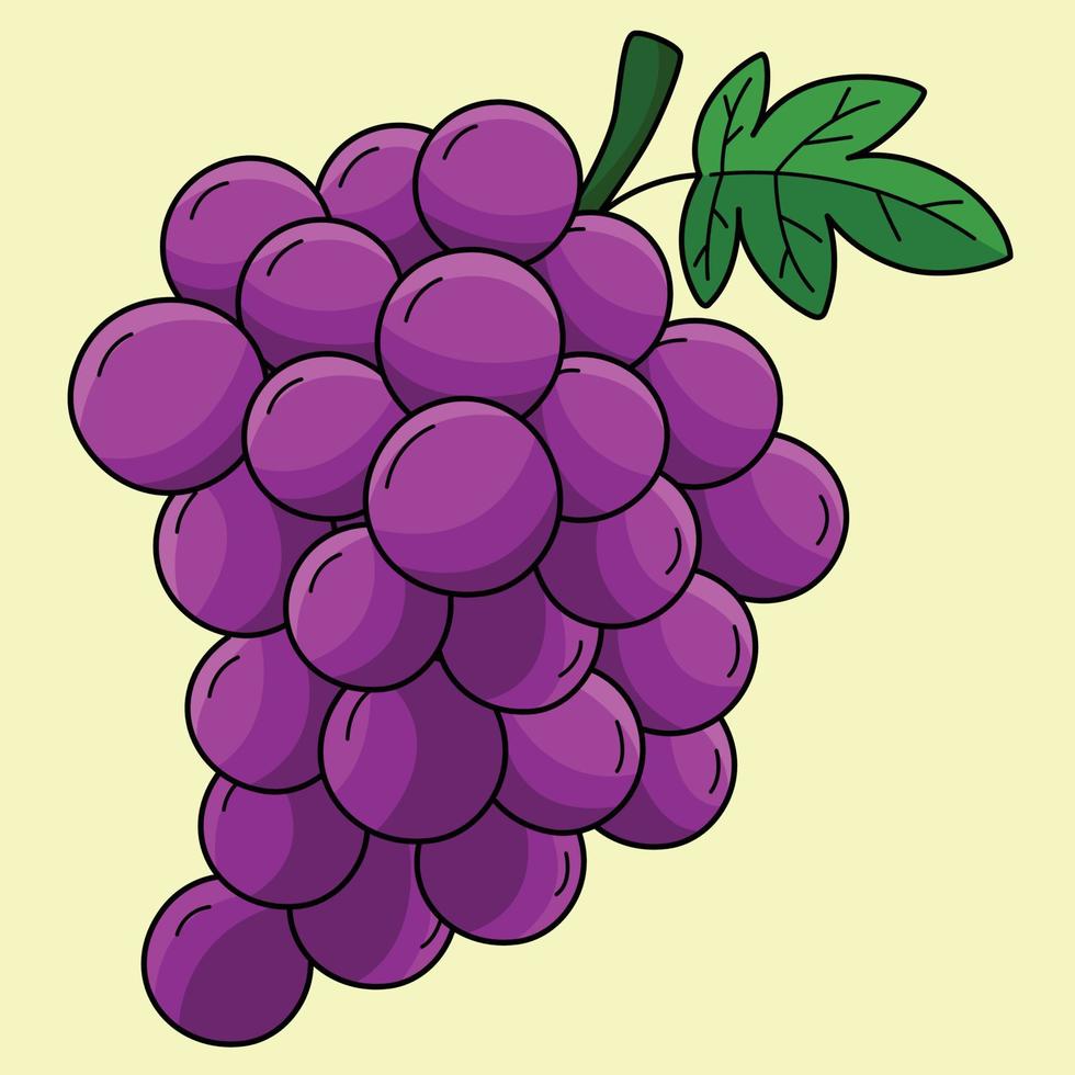 Grapes Fruit Colored Cartoon Illustration vector