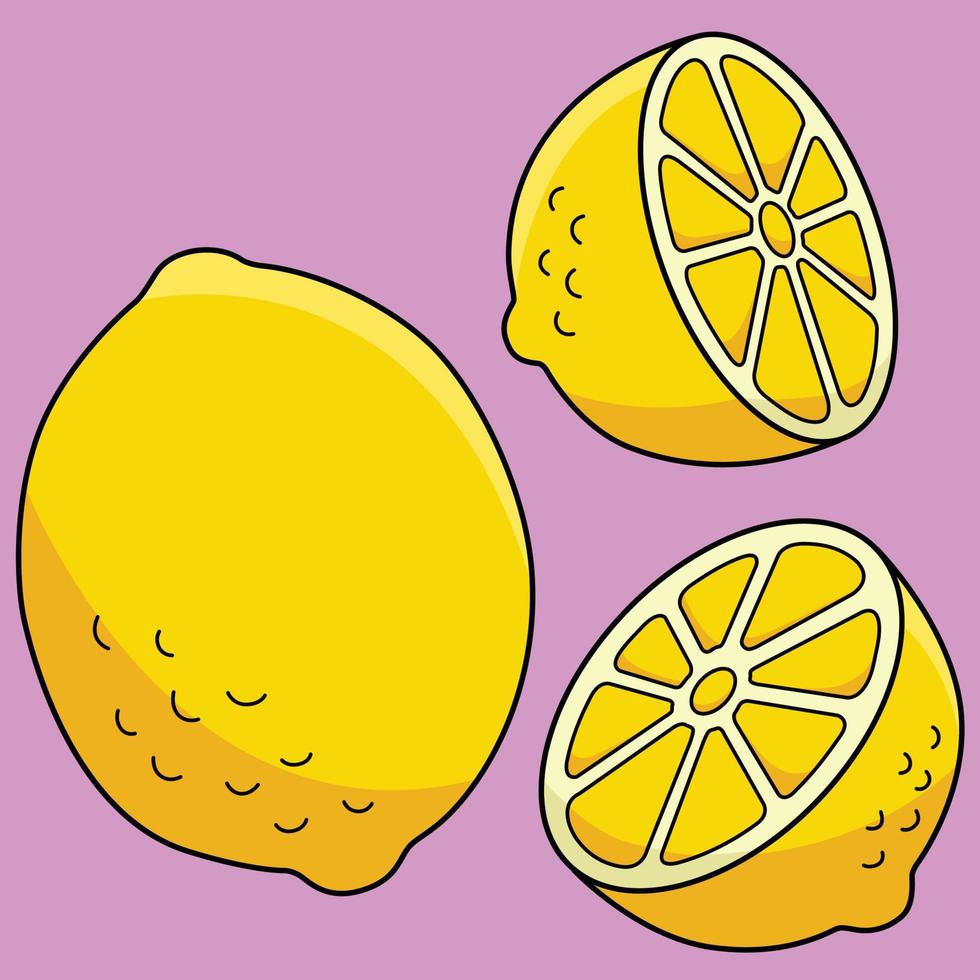 Lemon Fruit Colored Cartoon Illustration vector