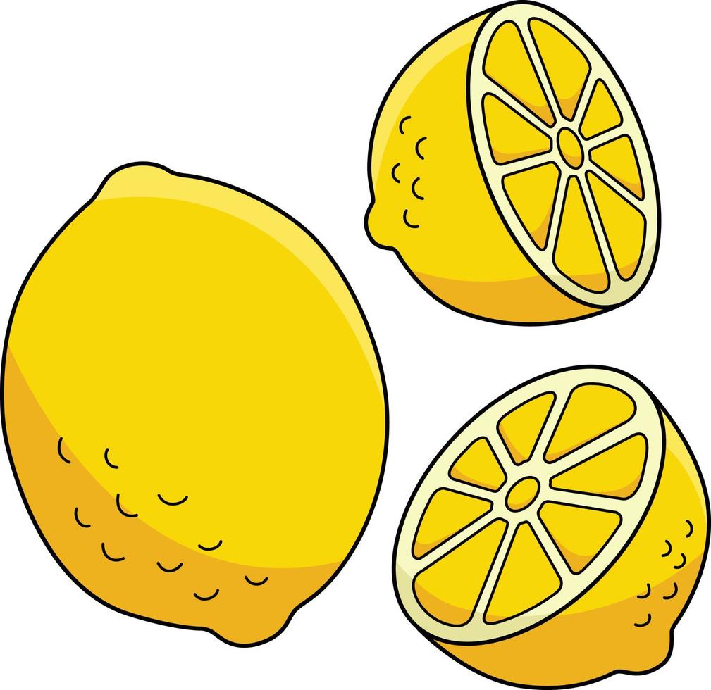 Lemon Fruit Cartoon Colored Clipart Illustration vector