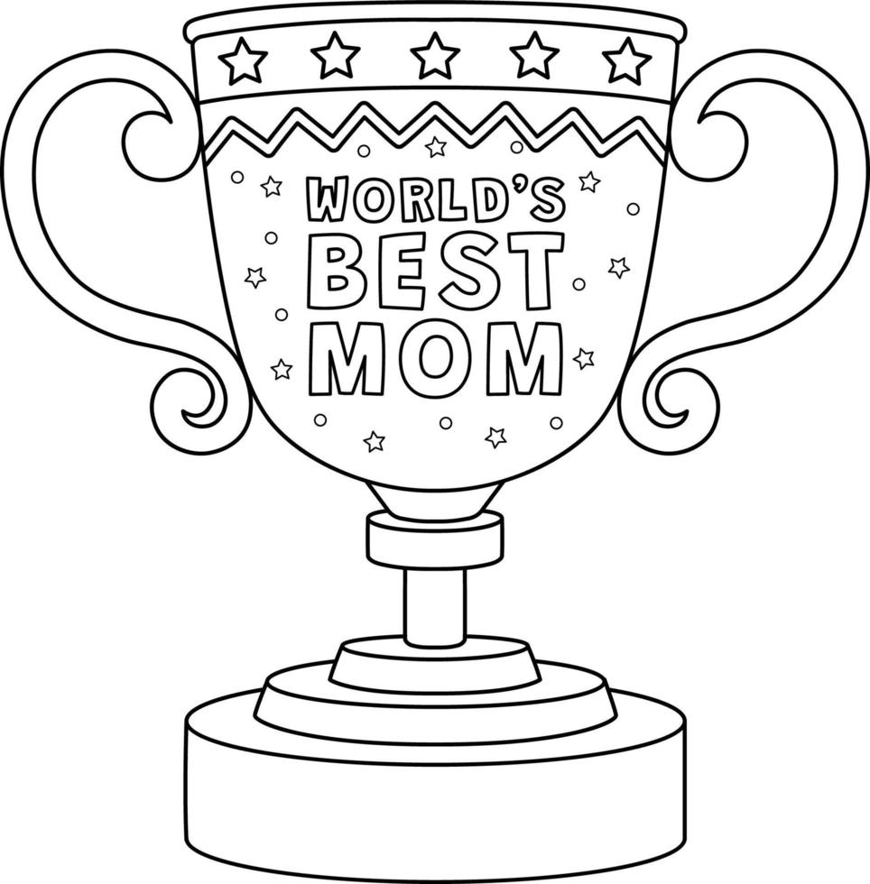 Happy Mothers Day Trophy Isolated Coloring Page vector