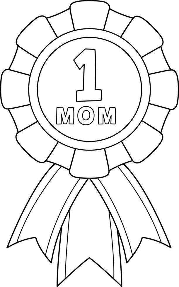 Number One Mom Ribbon Isolated Coloring Page vector