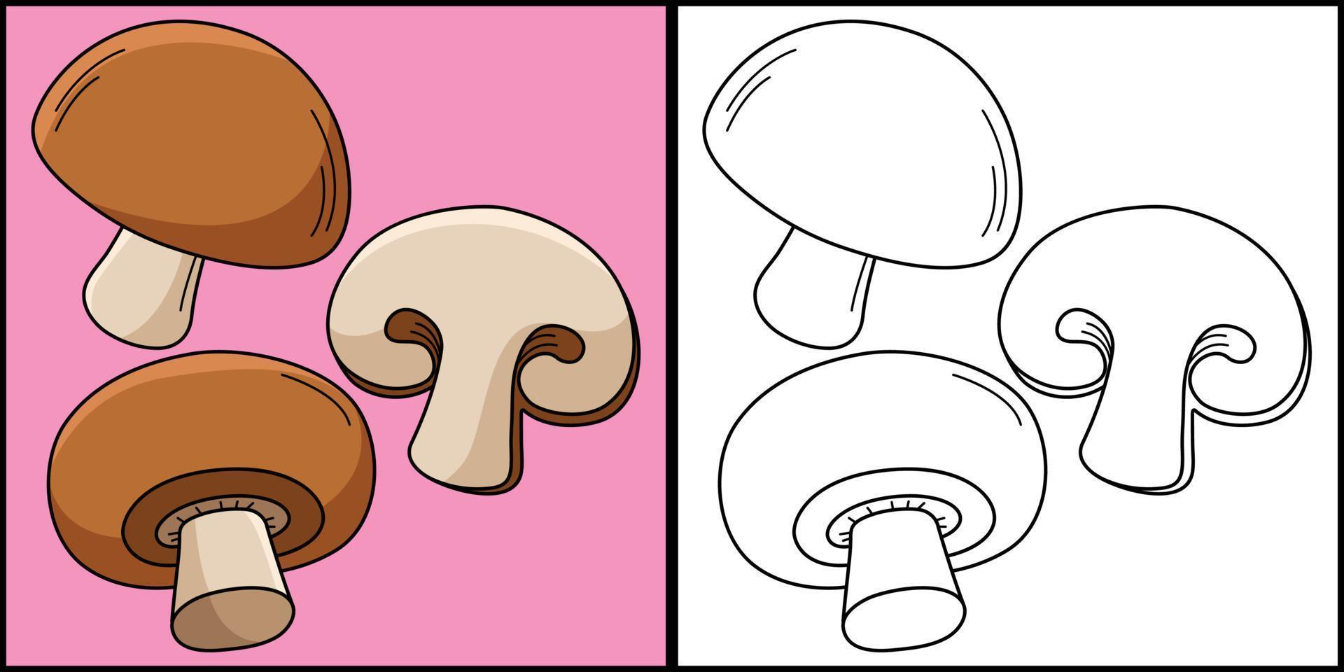 Mushroom Vegetable Coloring Page Illustration vector