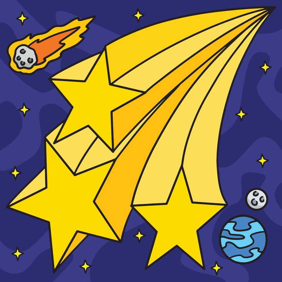 Falling Shooting Stars Colored Cartoon vector