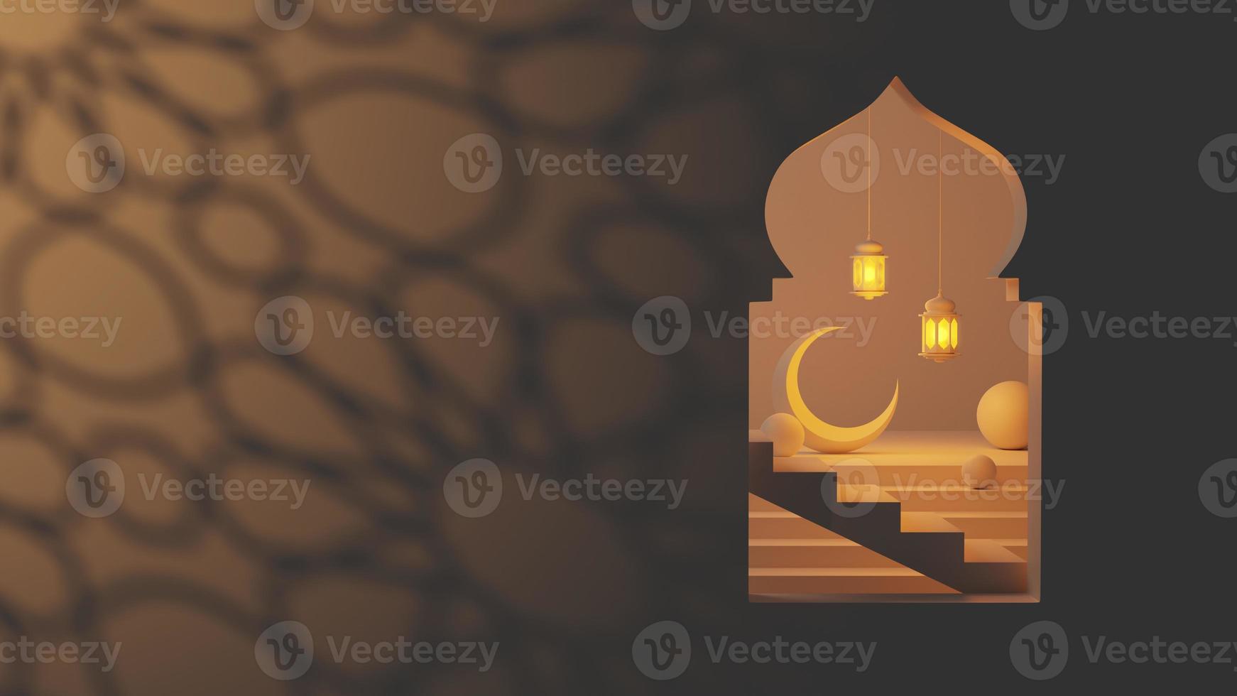 minimalist islamic ramadan illustration background in 3d render photo