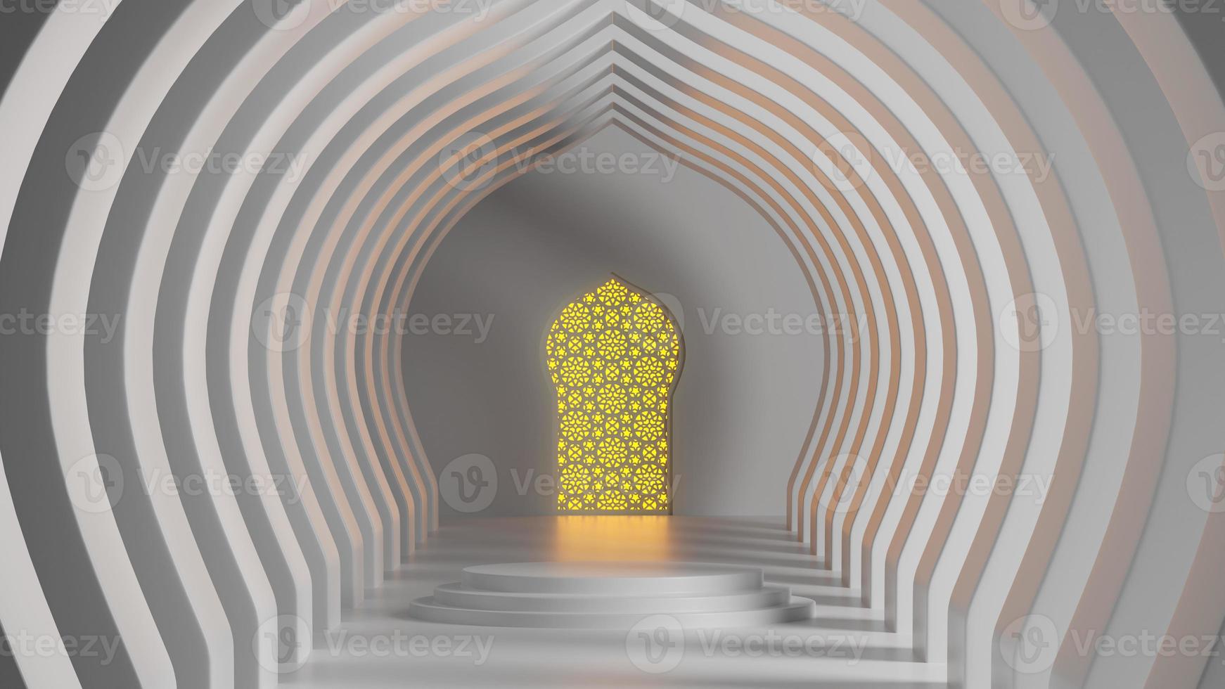 empty islamic building corridor. 3d render photo