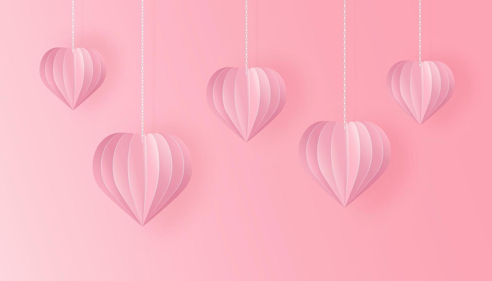 Paper art and craft style background with love symbols. vector