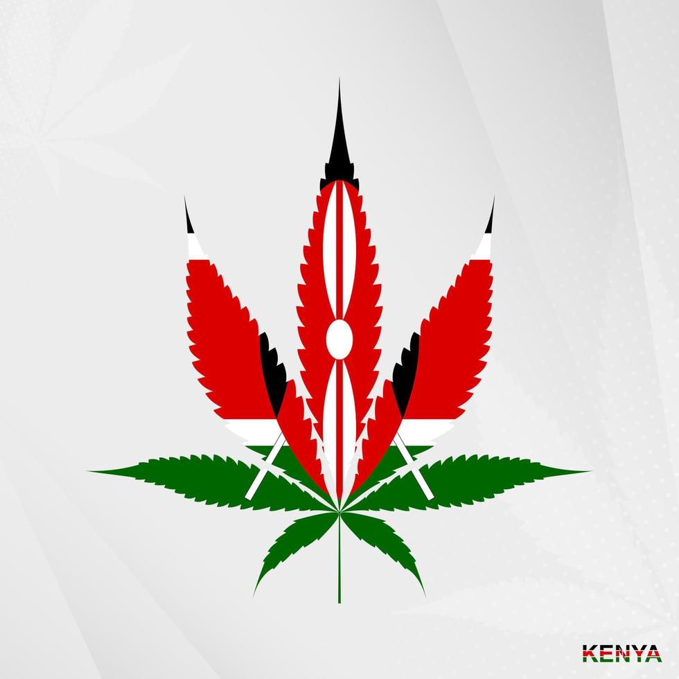bandera de Kenia en marijuana hoja forma. el concepto de legalización canabis en Kenia. vector