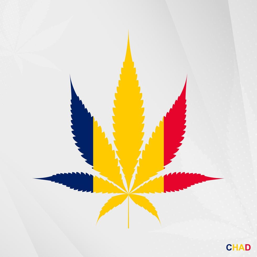 Flag of Chad in Marijuana leaf shape. The concept of legalization Cannabis in Chad. vector