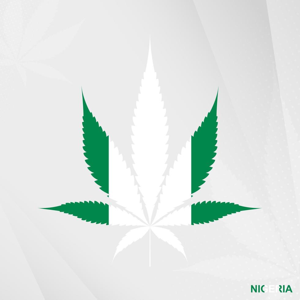 Flag of Nigeria in Marijuana leaf shape. The concept of legalization Cannabis in Nigeria. vector