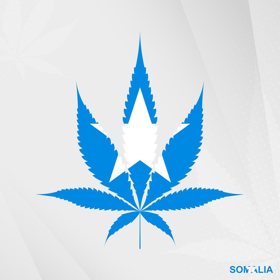 Flag of Somalia in Marijuana leaf shape. The concept of legalization Cannabis in Somalia. vector